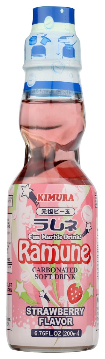 This carbonated soft drink captures the essence of juicy strawberries in every sip, offering a sweet and tangy experience that's perfect for any occasion. The unique marble-sealing technique of the traditional ramune bottle adds an interactive element to your drinking experience, making it a fun and enjoyable treat. Experience the nostalgic charm of Japanese soda with the invigorating taste of strawberries in Kimura Ganso Ramune - Strawberry Flavour, a must-try addition to your beverage collection.