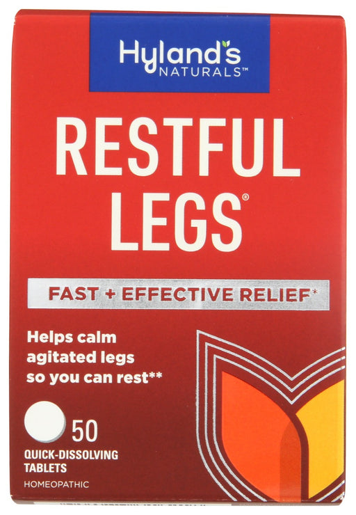 Hyland's Restful Legs® tablets helps temporarily relieve the uncontrollable urge to move your legs.¹ Our formulas are made with natural active ingredients and contain no aspirin, acetaminophen, ibuprofen, or naproxen. There are no known side-effects and no conflicts with other medications you may be taking. Hyland's Restful Legs® does not treat Restless Legs Syndrome. If you suspect that you have this condition, please consult a physician. 
