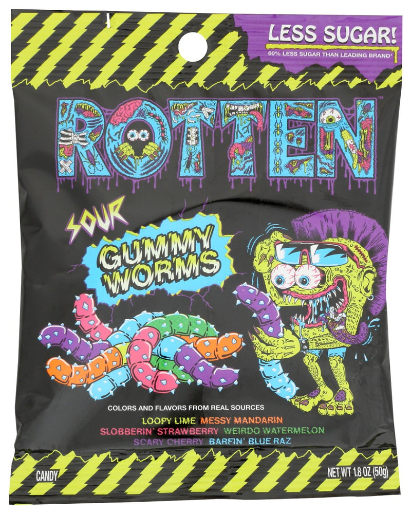 ROTTEN: Sour Gummy Worms Single Serve, 1.8 oz