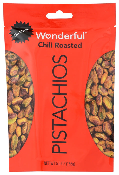 WONDERFUL PISTACHIOS: No Shells Chili Roasted, 5.5 oz
