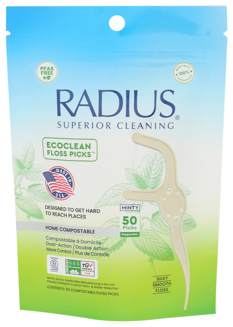 RADIUS: Ecoclean Peppermint Floss Picks 50 Count, 1 ea