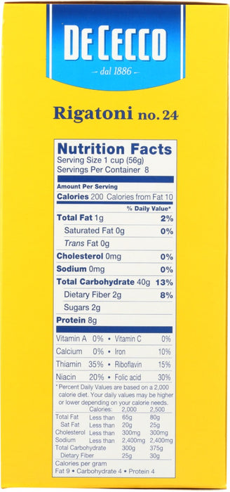 DE CECCO: Rigatoni No 24 Pasta, 16 oz