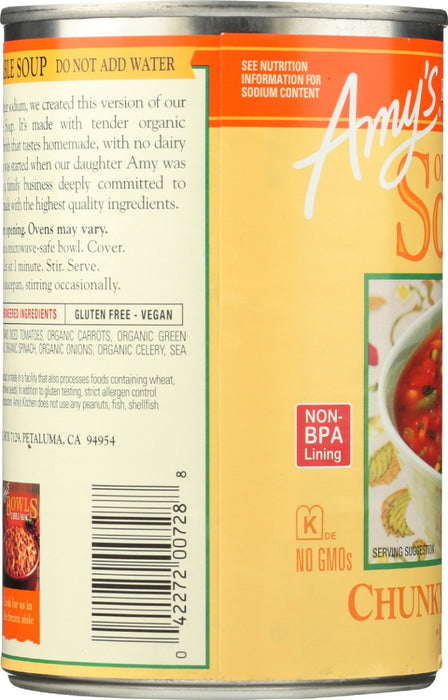 AMYS: Organic Chunky Vegetable Soup Reduced Sodium, 14.3 oz