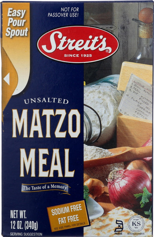 This powder has no saturated or trans fat making it healthier ingredient for your cooking. It is unsalted, making it ideal for restricted diets and provides a simple flavor. It comes in a box with a pull-out spout for easy pouring. This kosher meal can be used in a variety of recipes, including matzo balls and coating for meats. A recipe that uses it can also be found on the back of the box, just in case you're looking for ideas on what to make with it.