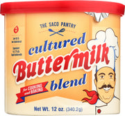 With SACO Cultured Buttermilk Blend, radically enhance the volume, aroma, and delicious taste of your baked goods. Easy to use and easy to store, the convenience of our unique powder mix makes it easy to enjoy. Our natural, churned buttermilk is made with real sweet cream‰"‰unlike the fluid buttermilks found in today's dairy cases‰"‰ensuring a distinct, luscious texture in every bite.