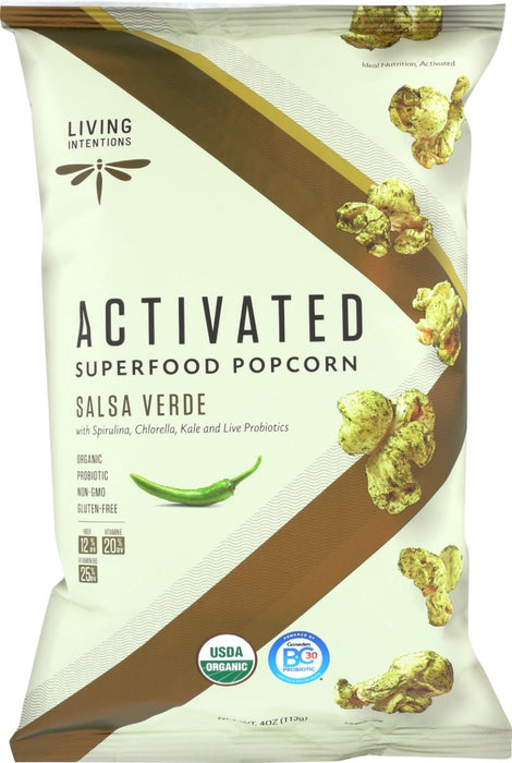 A paradigm shift in popcorn? We think so! Our Salsa Verde Superfood Popcorn may taste like it came from your abuela's kitchen because every bite is bursting with fresh ground spices, aromatic herbs and zesty chilies. But it also contains the superfood goodness of spirulina, chlorella and kale.