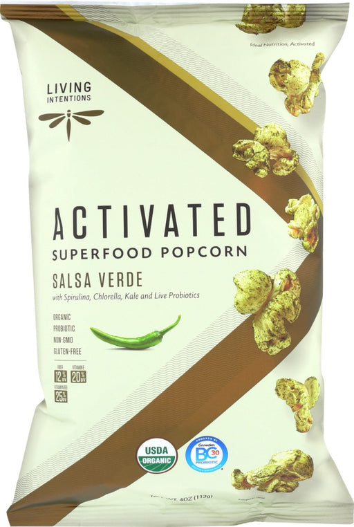 A paradigm shift in popcorn? We think so! Our Salsa Verde Superfood Popcorn may taste like it came from your abuela's kitchen because every bite is bursting with fresh ground spices, aromatic herbs and zesty chilies. But it also contains the superfood goodness of spirulina, chlorella and kale.