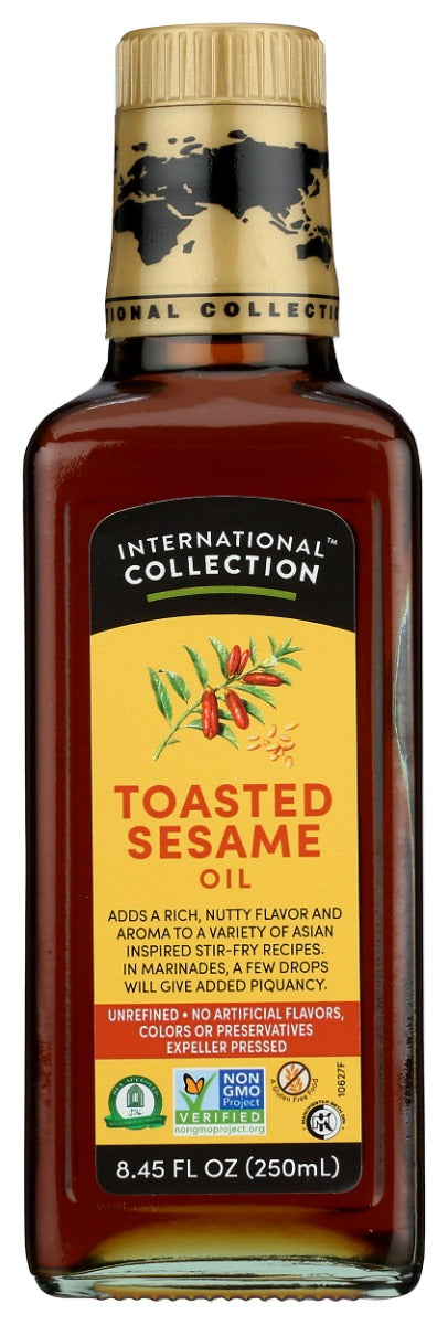 Toasted sesame oil is the leading specialty oil, it is used extensively in dressings, dips and drizzles. Just a few drops of this distinctive, nutty, rich, dark oil are all it takes to bring a bold, nutty taste to dishes, from stir-fries and grills to pilafs and roasts. Drizzle over steamed rice or vegetables or sprinkle sparingly over salads and meats. Our Toasted Sesame Oil is expeller pressed and 100% natural to bring you pure flavor.
