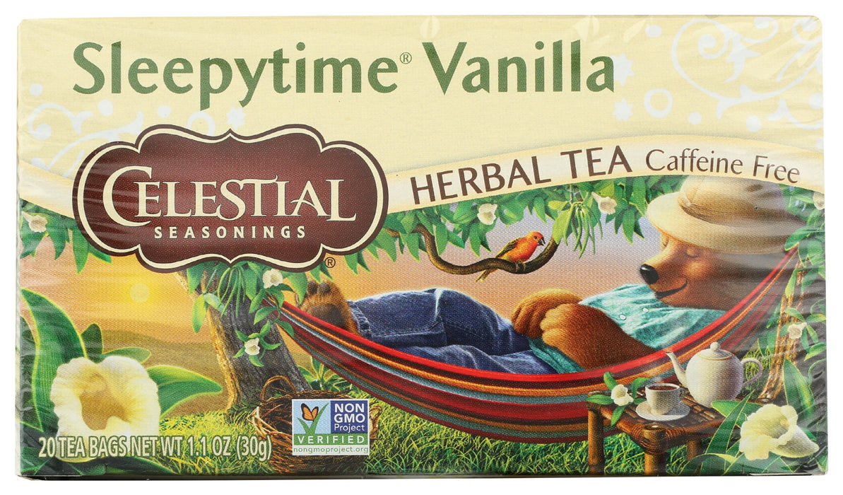 We added the creamy flavor of rich vanilla to our original Sleepytime® blend of floral chamomile, cool spearmint and lively lemongrass. Wind down your day with Sleepytime.
