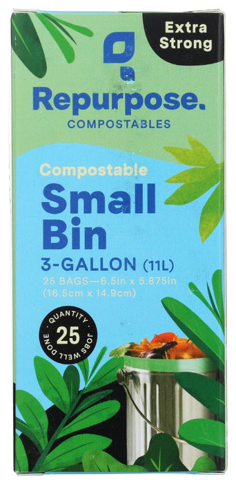 REPURPOSE: Compostable Small Bin Bag 3gallon, 25 ea