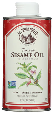We believe the finest toasted sesame seed oil should be bold and complex but not overpowering. This is only achieved through carefully selecting the highest quality sesame seeds, which are lightly toasted, expeller-pressed, and gently filtered to perfection. The result is this golden-brown oil which adds rich, nutty flavor to your vinaigrette, stir-fry, or marinade.