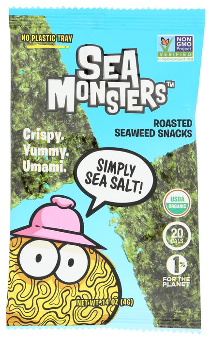 SEA MONSTERS: Simply Sea Salt Trayless Roasted Seaweed Snacks, 0.14 oz