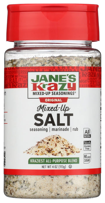 Use Jane's on meat, poultry, vegetables, seafood, soups, stews, casseroles, pasta, pizza...the list is endless! No MSG. Approximately 50% less sodium than regular table salt per serving.