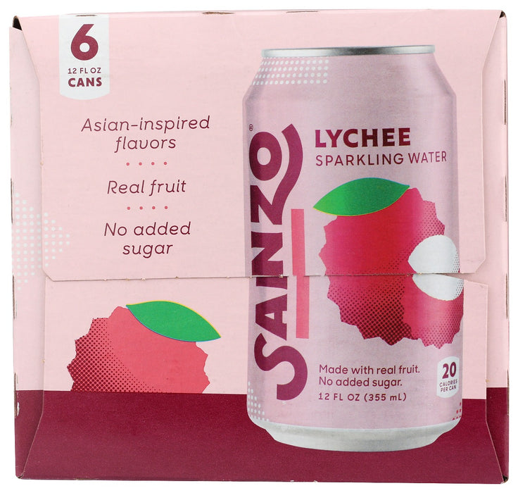 SANZO: Lychee Sparkling Water 6Pk, 72 fo