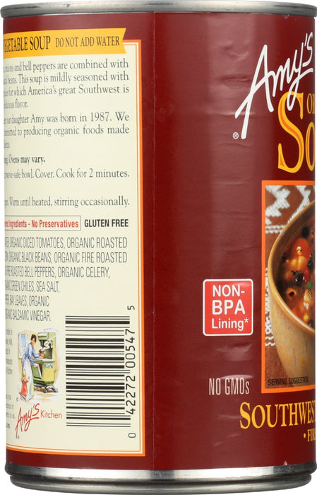 AMYS: Organic Fire Roasted Southwestern Vegetable Soup, 14.3 oz