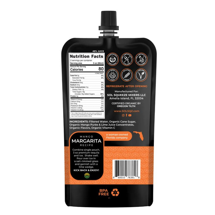 SOL SQUEEZE: Mango Margarita Mix, 6 oz