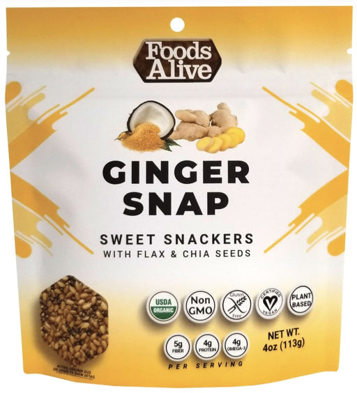 FOODS ALIVE: Cracker Gngrsnp Flax&Chia, 4 oz