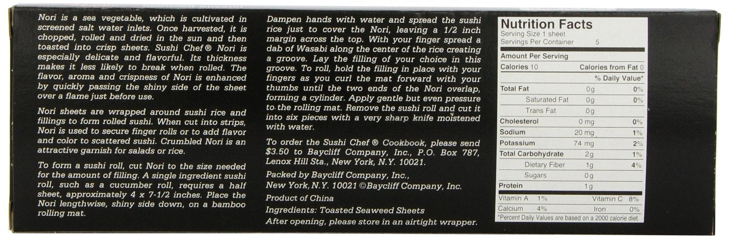 SUSHI CHEF: Nori Toasted Seaweed Sheets, 0.45 oz
