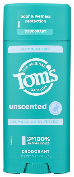 TOMS OF MAINE: Unscented Deodorant Stick, 3.25 oz