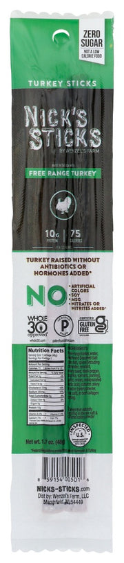 Hey"who are you calling œturkey? Oh right, us. And we're proud of it too. Why? Because our turkey sticks are made from only the highest quality free-range turkeys from our network of family farms. That means not only are these low-fat sticks free of hormones, MSG, antibiotics, and dyes, they also taste like old-fashioned Midwest family-farm pride.