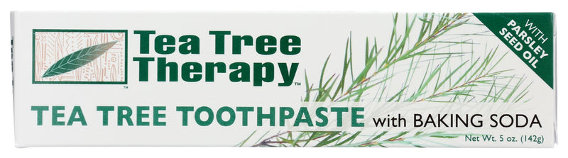 Tea Tree Oil's natural antiseptic properties control the bacteria which causes plaque, decay and tartar. Parsley seed oil will naturally freshen your breath. There is no fluoride, mint, or artificial sweeteners.  No SLS.