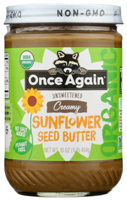 Deliciously creamy, certified organic sunflower butter made with just sunflower seeds and organic sunflower oil for a mouth-watering peanut butter alternative. No added salt or sugar.