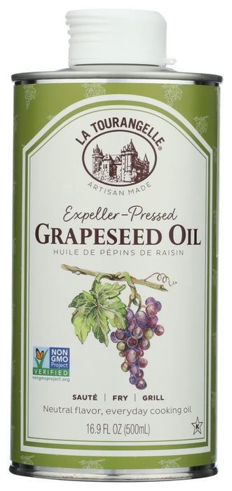 La Tourangelle grapeseed oil starts with wine making. After harvest, the grapes are pressed. The juice will be fermented into wine, while the seeds will be collected, dried and pressed into a high temperature cooking oil. Grapeseed oil is a favorite among Chef because of its ability to take very high heat without affecting the flavor of the food. Try searing a steak with it. Wine country living at its best. 