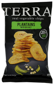 Slightly sweet and nutty, plantains are a tropical staple that make an exceptionally good chip. We thinly slice them, crisp them to perfection, then add a touch of sea salt to balance every delightful, crunchy bite.