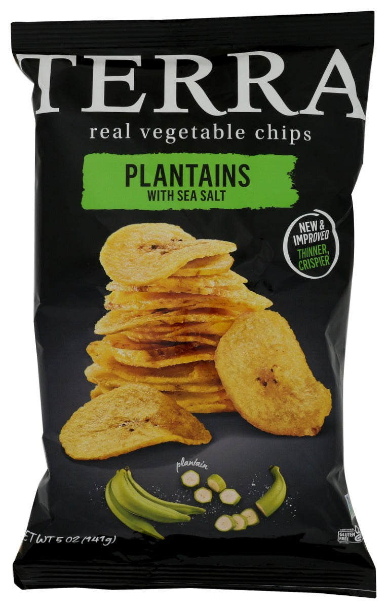 Slightly sweet and nutty, plantains are a tropical staple that make an exceptionally good chip. We thinly slice them, crisp them to perfection, then add a touch of sea salt to balance every delightful, crunchy bite.