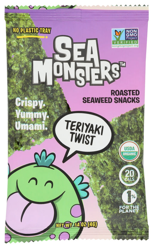 SEA MONSTERS: Teriyaki Twist Roasted Trayless Seaweed Snacks, 0.14 oz