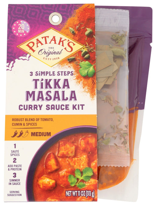 With Patak's® Tikka Masala 3-Step Simmer Sauce Kit, it's easy to create a premium-quality, authentic Indian curry dish at home in just 3 simple steps. This medium spiced curry sauce, inspired by northern Indian cuisine in the Rajasthan region, and has a complex spice blend to bring your authentic curry dish together in just a few minutes.