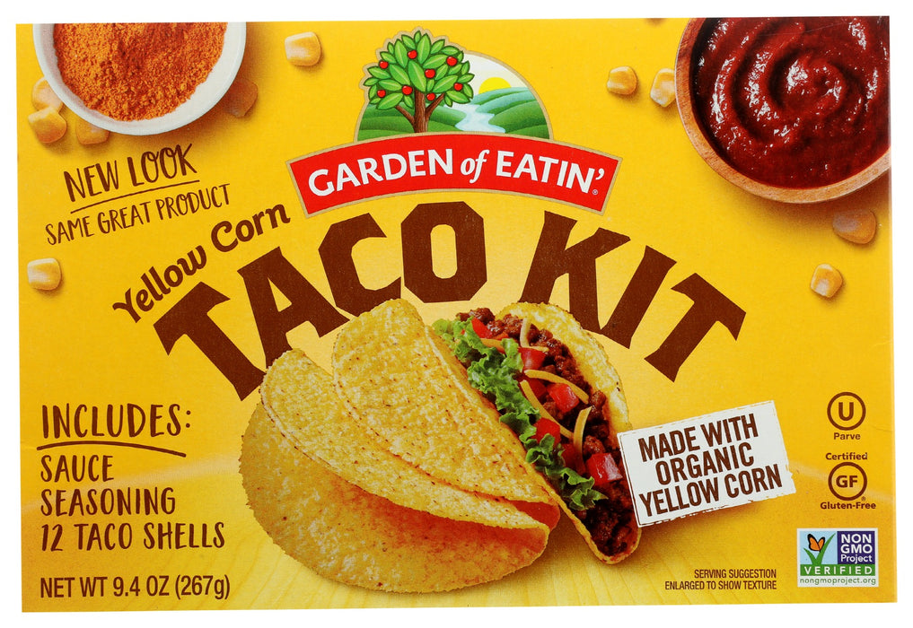 True to tradition, our taco shells, seasoning and sauce are made with the same wholesome ingredients and organic corn that go into all Garden of Eatin' products. Simply season your ground beef with our savory blend of herbs and spices, then fill each crisp and delicious taco shell with your favorite toppings and our sauce for a fiesta of flavor in every amazing bite.