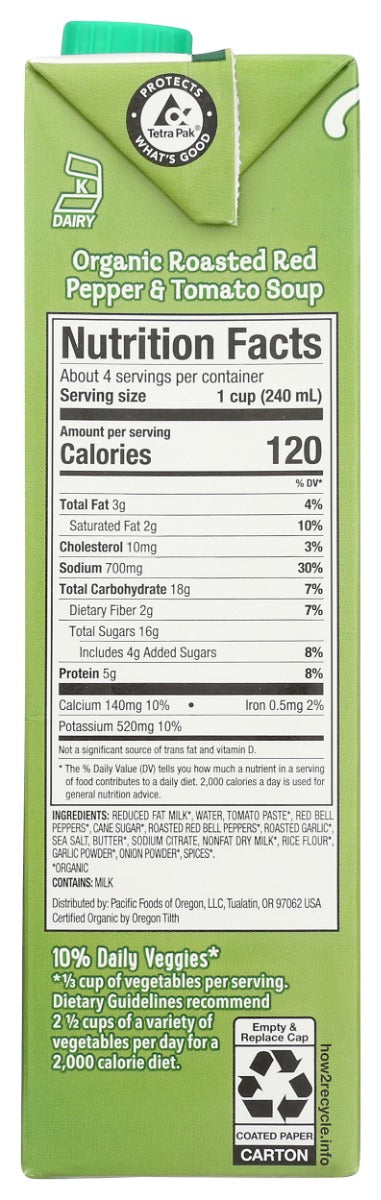 PACIFIC FOODS: Organic Roasted Red Pepper and Tomato Soup, 32 oz
