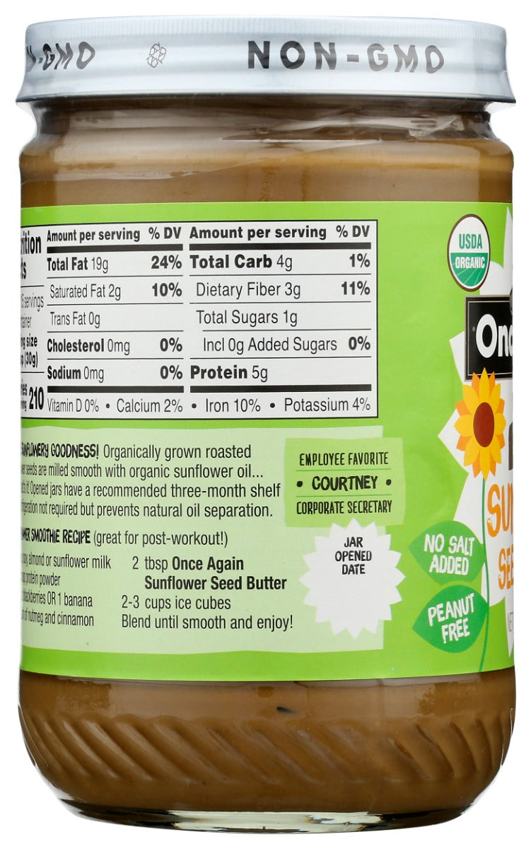 ONCE AGAIN: Organic Sunflower Butter Unsweetened, 16 oz
