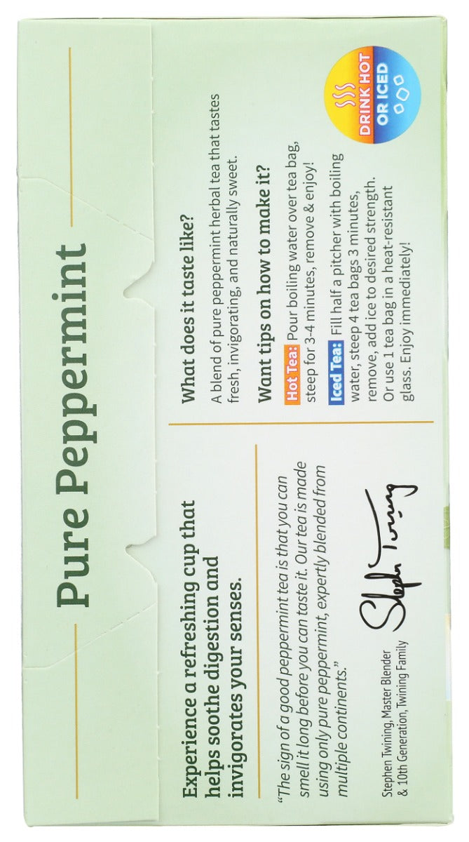 TWINING TEA: Pure Peppermint Herbal Tea, 50 bg