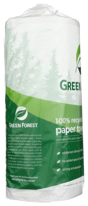 GREEN FOREST: Paper Towels 1Roll 2Ply 104Sheets, 1 ea