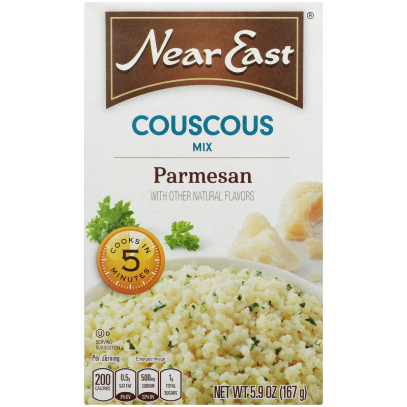 This dish is a unique and flavorful blend of Parmesan cheese and olive oil combined with 100% semolina wheat couscous and parsley.