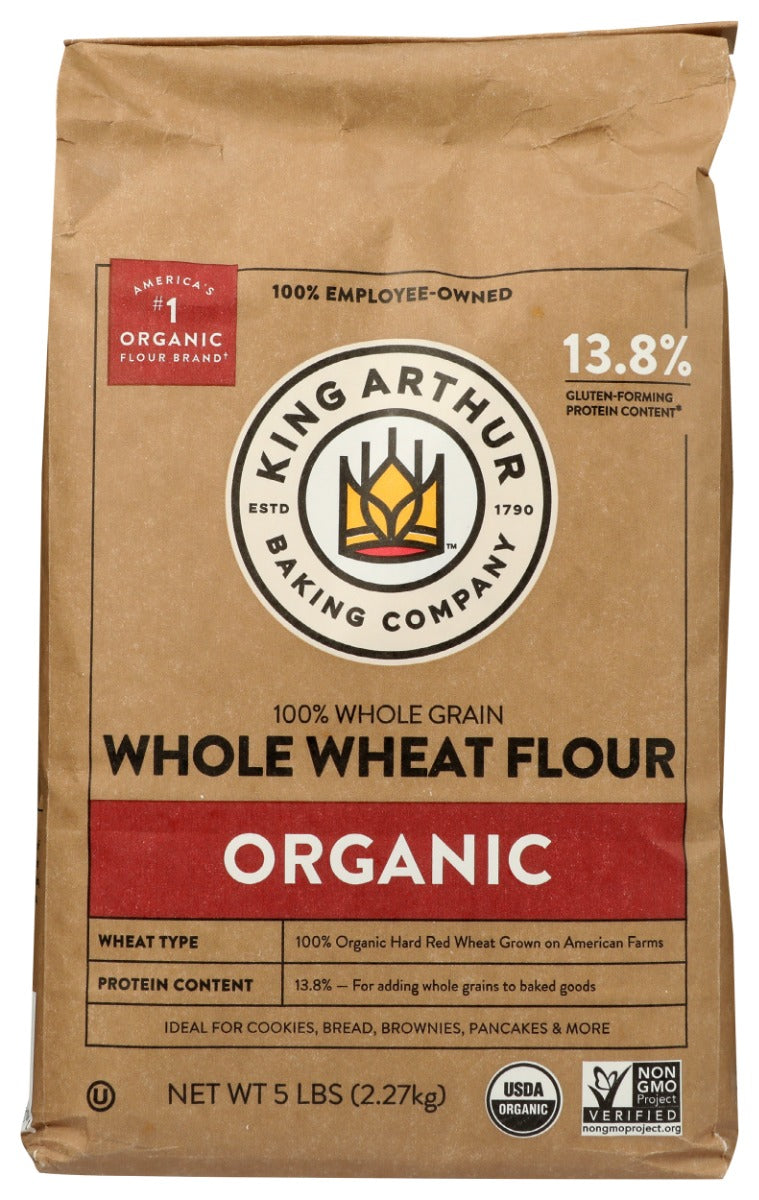 Eating well should taste good - so our organic wheat flour balances robust flavor and whole-grain nutrition.
Whole wheat flour adds fiber, vitamins, and nutrients to your recipes, but really we're in it for the taste. Milled from 100% organic hard red wheat, our premium whole wheat flour has a classic robust whole wheat flavor, with all the nutritional benefits of whole grains.