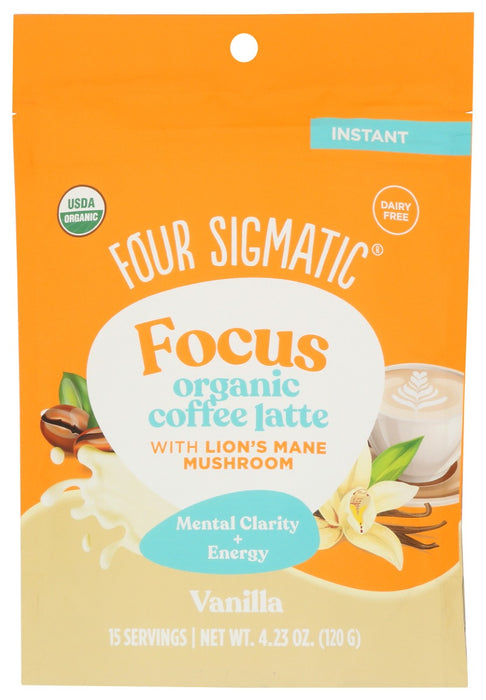 FOUR SIGMATIC: Focus Organic Coffee Latte Vanilla, 4.23 oz
