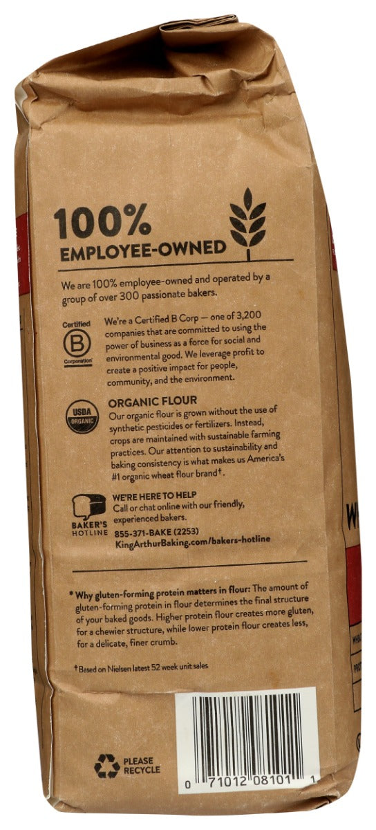 KING ARTHUR: 100 Percent Organic Whole Wheat Flour, 5 lb