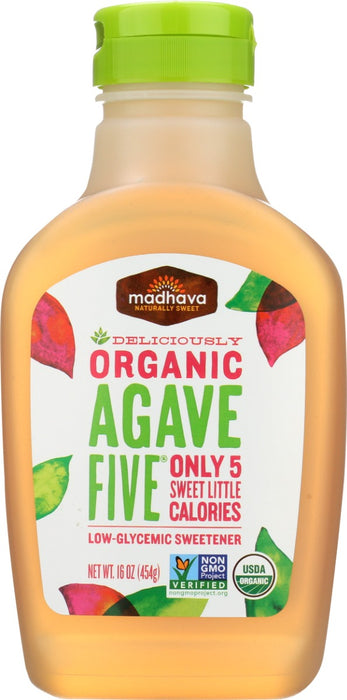 MADHAVA: Organic Agave Five Low Glycemic Sweetener, 16 oz