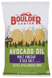 The perfect balance between an intense vinegar bite and a smooth, buttery Avocado finish. Made from an original family recipe with premium, American grown potatoes, our chips are thickly sliced and kettle cooked in small batches "guaranteeing a satisfying crunch that can be heard throughout the canyon.