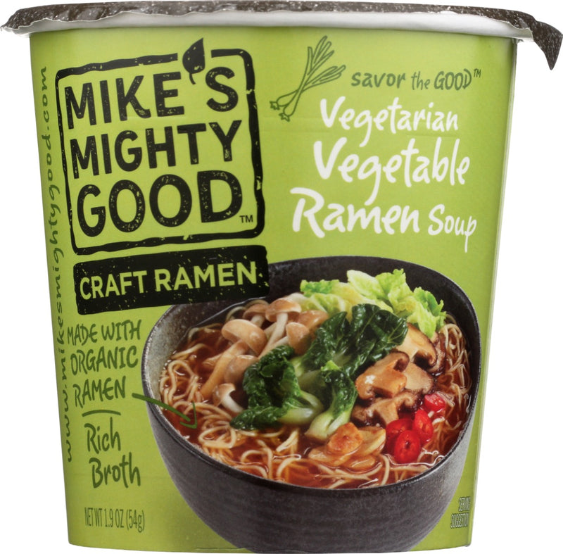 What makes Mike's Mighty Good ramen so good? We make our Vegetarian Vegetable Ramen Noodle Soup using organic ramen noodles that we make from scratch in Woodland, CA each day. This is vegan ramen as you've never had it before. Ridiculously rich broth. Non-GMO. Simple ingredients. Not too salty. Nothing fried - ever! This isn't the instant ramen from college years past.