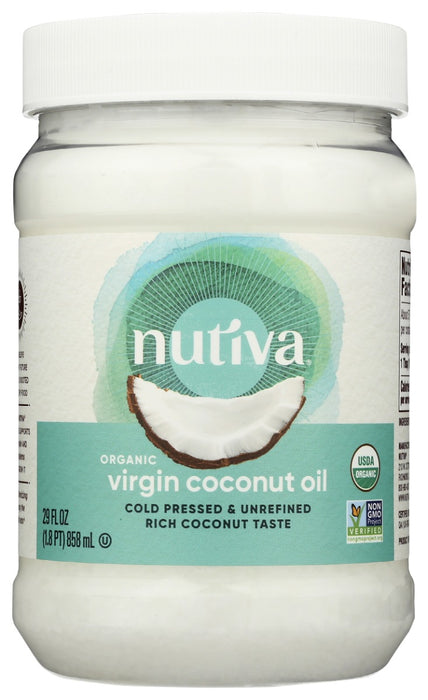 Nutiva's Organic Virgin Coconut Oil is a food that hails from Southeast Asia where fresh coconuts are cold-pressed right after harvesting. The fresh meat inside each nut yields a pure, smooth oil that is never deodorized, bleached, or refined. Coconut contains lauric acid, a medium-chain fatty acid also found in human breast milk. Lauric acid makes up about 50% of coconut oil.Coconut Oil is naturally liquid at warmer temperatures and is semi-solid to solid at cooler temps. 