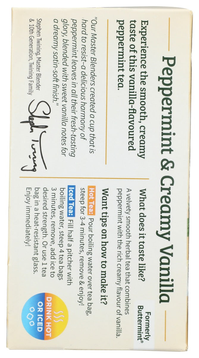 TWINING TEA: Peppermint and Creamy Vanilla Tea, 20 bg