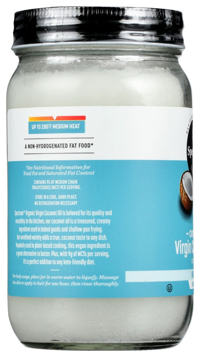 SPECTRUM NATURALS: Organic Virgin Coconut Oil Unrefined, 14 fo