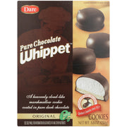 Dare Whippet Original cookies are the classic Quebec treat you always want to eat. The chewy marshmallow centre, soft cookie base and real chocolate coating make the perfect after-dinner delight. Crush ˜em, twist ˜em, split ˜em or bend ˜em! How do you eat your Whippet? They're peanut-free and made better with real chocolate, no artificial flavours or colours and 0g trans fat.