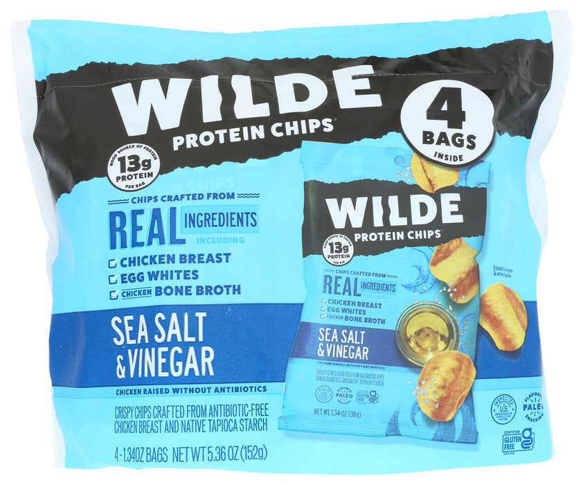 WILDE SNACKS: Sea Salt and Vinegar Chips 4Pk, 5.4 oz