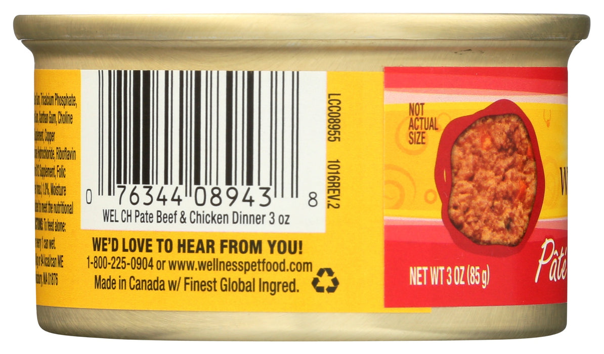 WELLNESS: Complete Health Pate Beef and Chicken Dinner Cat Food, 3 oz