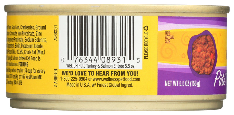 WELLNESS: Complete Health Pate Turkey and Salmon Cat Food, 5.5 oz